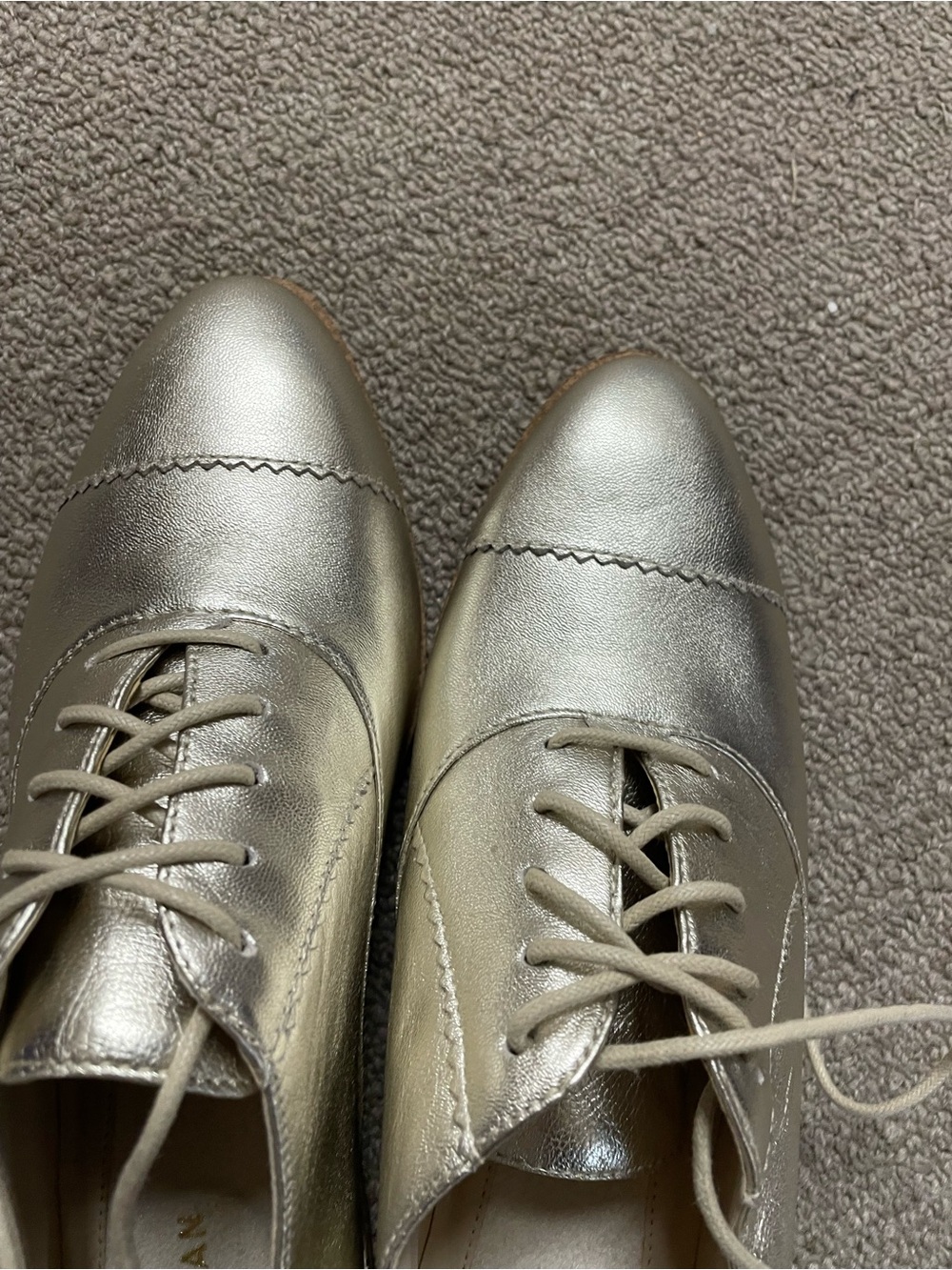 Cole Haan Metallic Gold Lace-Up Oxford Flats - Picture 7 of 8